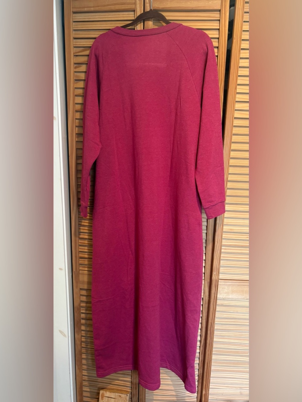Vermont Country Store Poppver Long V-Neck Sweater Nightgown Deep Berry Pajamas - Picture 2 of 5